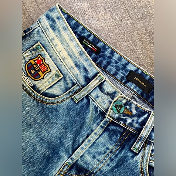 Rare Dsquared2 FCB Slim Low Rise Distressed Vintage Blue Denim Jeans - Picture 4 of 13